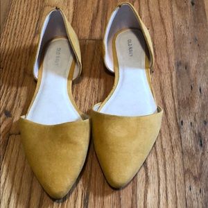Yellow Faux Suede Flats